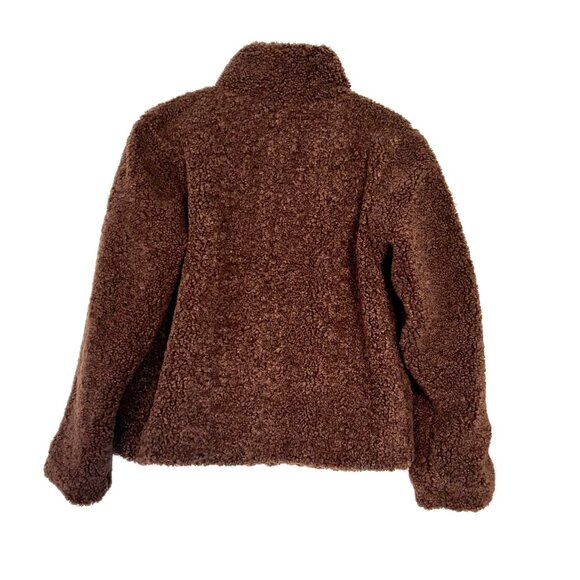 😊Rachel Zoe Teddy Sherpa Fleece Zip Jacket Women's Size M Chocolate Brown NEW - Picture 3 of 13